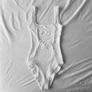 H&M White Ribbed Bodysuits